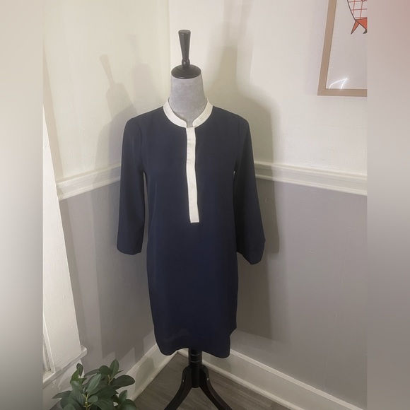 J. Crew Navy Shirt Dress - Picture 1 of 8